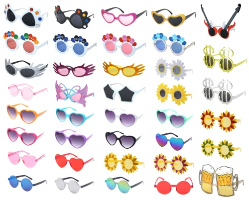 Alsino Sonnenbrille Herzbrille Fun-Brille Party Brille Photo-Booth Hippie, Einheitsgröße für Damen und Herren – (F-017) Würfel weiß