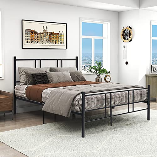 COSTWAY Telaio da Letto in Metallo, Struttura Letto Moderna con Testiera, Pediera e Doghe in Acciaio, Carico Massimo 300kg (200cm x 160cm)