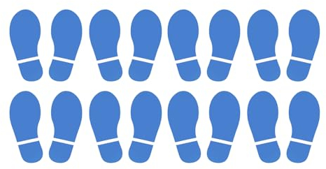 PATIKIL 7.9x3.3 Fußabdrücke Boden Aufkleber 8 Paare PVC Schuhe Fußabdruck Boden Wand Treppe Abziehbild Aufkleber für Hause Klassenraum Deko Himmel Blau