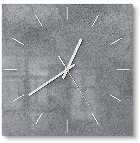 DEQORI Glasuhr | 30x30 cm | Motiv Betonstruktur im Detail | ausgefallene leise Design Uhr aus Glas | Wanduhr für Wohnzimmer & Küche | moderne Hingucker Uhr für die Wand
