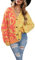 HEYPORK Damen Herbst Winter Warm Bequem Jacke Casual Mode übergangsjacke Mantel Frauen Pullover Leopardenmuster Patchwork Strickjacke Knopfleiste Strickpullover(Gelb, L)