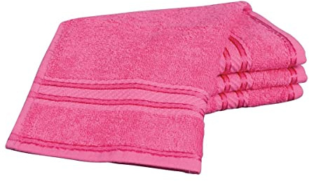 Bentley Priory Linens Supreme Face Flannels for Bathroom 500GSM Super Soft Combed Cotton Pack of 4 Absorbent and Quick Dry Face Cloth Flannel Towels Set 30 x 30cm (NEON PINK)