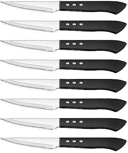 Pleafind Couteau a Steak, Couteau Steak, Couteaux à Steak Aiguisés, Couteau de Table Acier Inoxydable, Couteaux de Table, (Poignée lisse, 8 pièces)