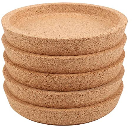 Lrtzizy Posavasos de Corcho de 5 Piezas para Posavasos de Bebidas, Posavasos Redondos Naturales Reutilizables de Agua Resistentes Al para Restaurantes y Bares