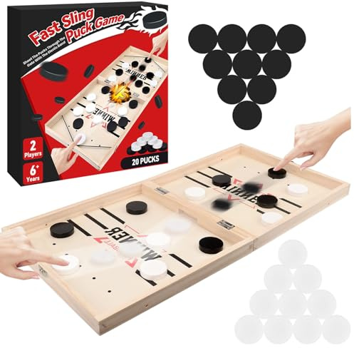 Sling Puck Spiel, 2-in-1 Tischhockey Brettspiel Groß, Tisch Hockey Spielzeug, chnell Sling Puck Match-Spiel, Eltern-Kind Interaktion Schachbrett Tisch-Desktop-Partyspiele (B)