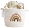 Inwagui Aufbewahrungskorb Gewebter Baumwollseil Korb Kinderzimmer Deko Korb Baby Spielzeug Korb Faltbar Rund Aufbewahrungskorb für Schrank, Regal, Desktop - Regenbogen