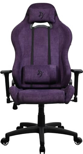Arozzi Torretta Soft Fabric Gaming Chair, Breathable Fluid-Repellent Ergonomic Office Chair with Adjustable Height, 3D Armrest & 2 Supportive Pillows (Purple)