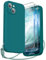 SURPHY kompatibel mit iPhone 15 Hülle Silikon mit Band & Displayschutzfolie 6,1 2023, Handyhülle iPhone 15 Case mit Kameraschutz, iPhone 15 Schutzhülle, Teal Blue