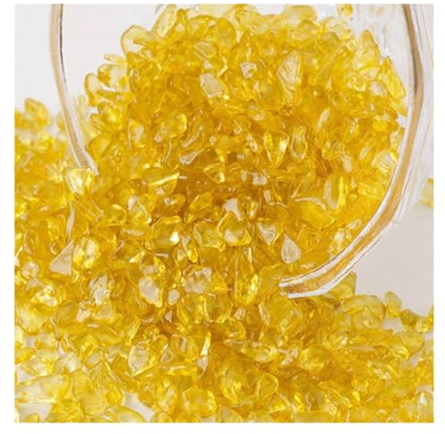 Pierre concassée en cristal jaune, Pot de fleur d'aquarium, décoration de paysage, bijoux bruts, énergie Semi transparente (Color : Yellow, Size : 1000g 7-9mm)