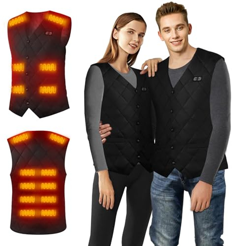 Bseical Heated Jackets for Men USB, Heated Gilet Electric, Heated Body Warmer Mens Womens, Heat Vest Washable, Heated Clothing with 3 Levels Heat Settings for Outdoor Skiing Camping Hiking Unisex