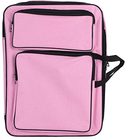 Zeichentasche A3 Transporttasche 8K Zeichenmappe mit Griff Schultergurt Rucksack Kinder Kunstmappe für Zeichentafel Skizzenbuch Transportmappe Malerei Zeichenplatte Tragetasche Outdoor Rosa