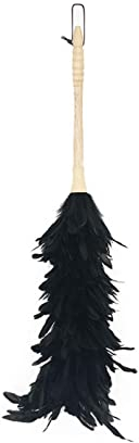 Brosse de lit Balai à Main for Le Nettoyage plumeau avec Manche en Bois Massif Flexible Bonne poignées plumeau Antistatique for Bureau à Domicile et Voiture - Brosse à épousseter à Poils Noirs