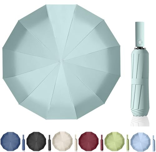 Maibar Umbrella Windproof Strong, 24 Ribs Waterproof Umbrella, Folding Travel Umbrellas, Wind proof Parasols for Men and Women (Mint Green)