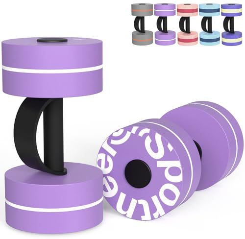 Sportneer Lot de 2 haltères d'exercices aquatiques en mousse EVA pour piscine - Violet et blanc