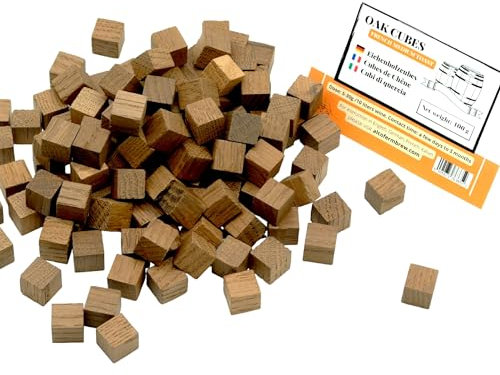 AlcoFermBrew Eichenholz Cubes Französisch 100g - Mittleres Toasting, Eichenholz Chips, Kleine Eichen Würfel, Quadrate