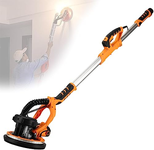 Ponceuse Murale,1390w Ponceuse Girafe,900-1200rpm Vitesses Ajustables Ponceuse Platre,6 Vitesses Réglables,Avec Lumière Led Et Barre Télescopique,SandingDiscs6PCS-110V