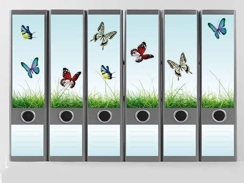 Ordnerrücken Schmetterlingswiese | 20-tlg. für 6 Ordner | DIY | selbst gestalten | Design-Klebe-Etiketten