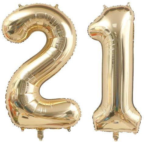 40 Zoll Gold Luftballon Zahlen 21 Champagner Gold Ballon 21. Geburtstag Deko Hellgold Folienballon Zahl 21 Riesenzahl Ballon 21 Party Hochzeit Kindergeburtstag Geburtstag Nummer 21