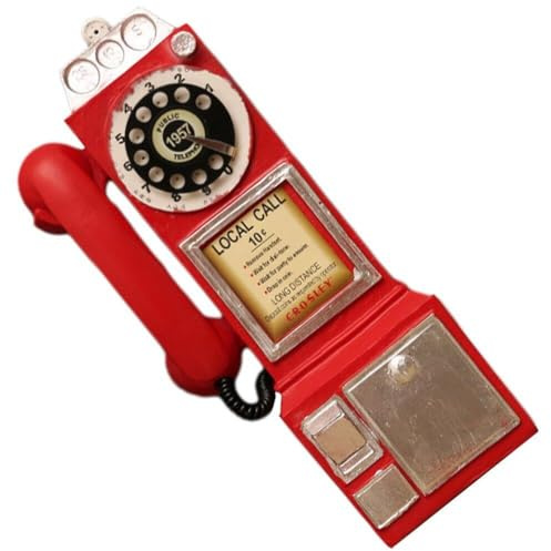 Ymxygz Modelo De Teléfono Vintage, Teléfono Fijo De Moda Antigua, Adornos para Colgar En Pared, Accesorios De Fotografía, Teléfono Fijo Retro para Cafetería, Bar, Decoración del Hogar