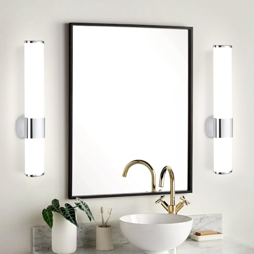 Homefire 2ER LED Spiegelleuchte Bad Spiegellampe - 6W Badleuchte Wand 30cm Wandlampe Badezimmer Wasserdicht IP44 Chrom Modern Neutralweiß 4000K Badlampe Wandleuchte für Keller Küche Badschrank