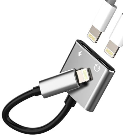 for iPhone Headphone Adapter 2in1 Dual Lightning Jack Splitter Aux Charger Audio Cable Earphone Charging Adaptor Dongle for Apple iPad Air 14 13 12 Pro Max Charge Plug Port Music Mic Connector