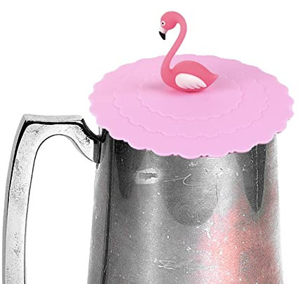 Silicone Cup Lids - Leak-proof Flamingo Cup Cover, Dustproof Cartoon Drinking Cup Lid | Food Grade Cup Lid for Coffee Mugs | Perfect for Girls & Women