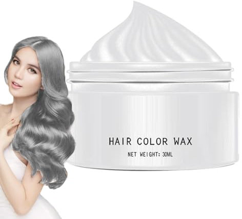 Cera de color de cabello blancos, cera de color de cabello temporal para cabello oscuro, crema de tinte de peinado temporal para hombres y mujeres, cera de peinado instantánea para cosplay de fiesta
