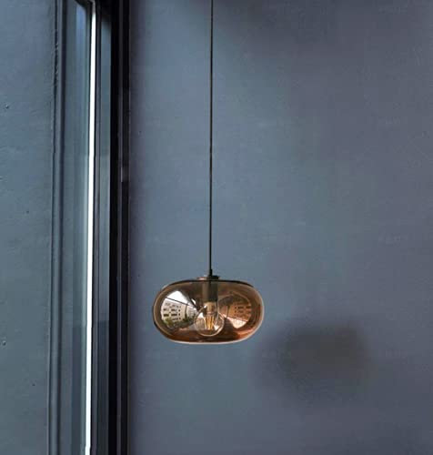 SSNCcNC Braun, Nordic Glas Pendellampe Modern Minimalismus Hängeleuchte Kreative Restaurant Pendelleuchte 1-Flammig Schlafzimmer Bettlicht Treppen Wohnzimmer Studie Bar Kronleuchter Ø30cm