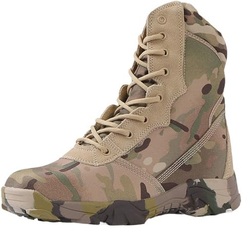 Stivali Uomo Alti Stivali Alti Italiani Fatti a Mano da Uomo Scarpe da Esterno Scarpe Casual Traspiranti Antiscivolo a Piedi per Passeggiate Escursionismo Guida Anfibi Uomo (39, Camuffare)