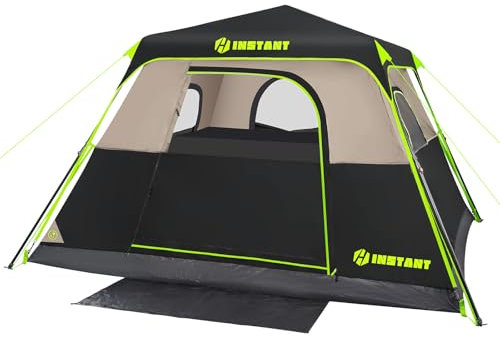 HINSTANT 4/6/8 Personen Instant Zelt, wasserdichte Pop-Up-Zelte für Camping mit Regenfliege, 60 Sekunden einfacher Aufbau, automatisches Kabinenzelt für Familiencamping mit erweiterbarer Tragetasche