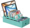 Pezin & Hulin Bamboo Charging Station for Multiple Devices, Charger Dock Holder Stand for Cell Phone and Tablet-Teal