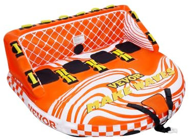 VEVOR Fun Tube Set zum Bootfahren, Aufblasbare Schleppboote für 1–4 Personen, 300 kg Wassersport-Schleppschlauch zum Ziehen von Booten – mit Haltegriffen, Schlepppunkten und Sicherheitsventil