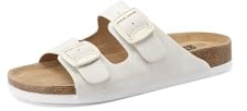 QUEEN HELENA Sommerschuhe mit doppelter Schnalle, leicht, lässig, für Damen X32-201, Off White, 37 EU