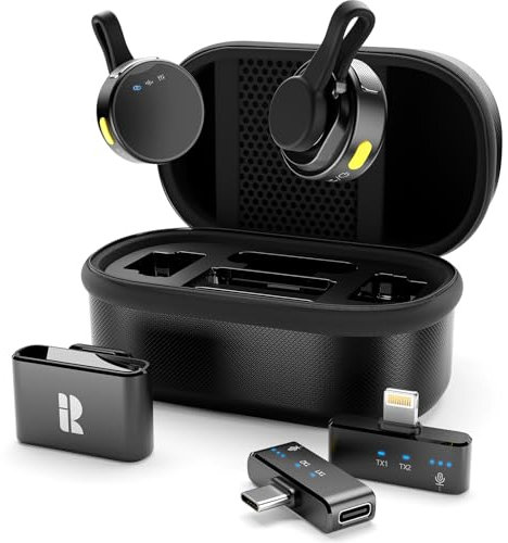 Rythflo Wireless Mini Microphone for Camera/iPhone/Android/iPad/Laptop, Lav Mic with Charging Case, AI Noise Reduction, 50H Battery, 230ft Range, Lavalier Microphone for Video Recording, YouTube, Vlog