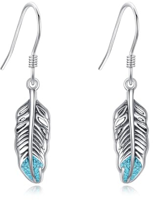 Western Feder Ohrringe 925 Sterling Silber Türkis Western Country Schmuck Geschenke für Damen Cowgirl