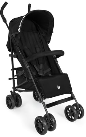 hauck Kinderbuggy mit Schirmfaltung, 7,6 kg, Fold N Care Black | 6-48 Monate / max. 22 kg, Zusammenklappbar mit Tragegriff, Liegeposition, UPF 50+ Sonnenschutz, pannensichere EVA Räder, Korb