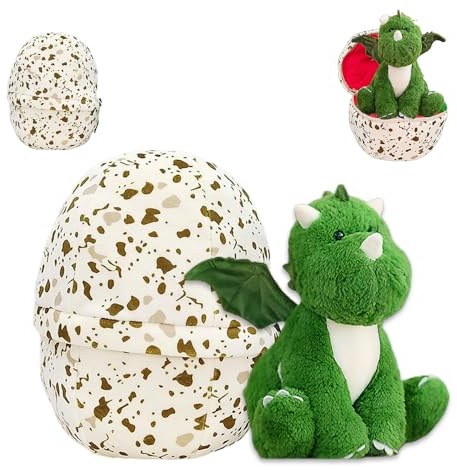 Dhqkqg Plüsch Dinosaurier, 25cm Dinosaurier Schlüpfei Plüschpuppe, Kuscheltier Mit Egg Dino, mit Reißverschluss, Dino Stofftier Plüschtier, für Erwachsene Ostern Geburtstagsdekoration