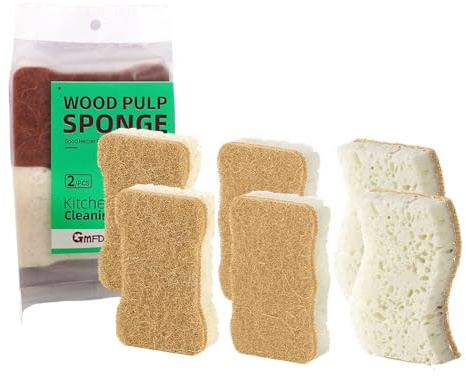 JYXNU 6 Piezas Esponja de Cocina Natural de Sisal Estropajo Cocina de Doble Cara Esponja para Lavar Platos Lavable y Ecológica para Menaje y Encimeras