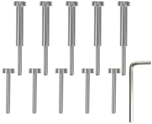 NULYLU Kit Garde-corps à Câbles 5 Paires 1/8 Tendeur à Sertir Inox T316 pour Poteaux 2 X2 et 4 X4 Terrasse et Escalier Extérieur Intérieur, Borne Filetée Câble Métallique Balustrade