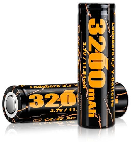 3,7V Wiederaufladbarer Akku, 3200mAh NiMH Batterie Hohe Kapazität, Ersatzakku für LED Stirnlampe, Taschenlampe, Fernbedienung & RC Auto, Leistungsstark & Langlebig (2 Stück)