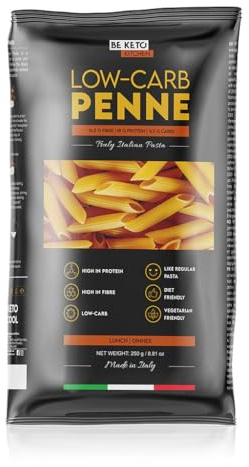 BeKeto Low-Carb Penne Pasta 250g - 86% Fewer Carbs Than Regular Pasta - High Protein, High Fibre - Keto Friendly, Gluten Free, Vegan