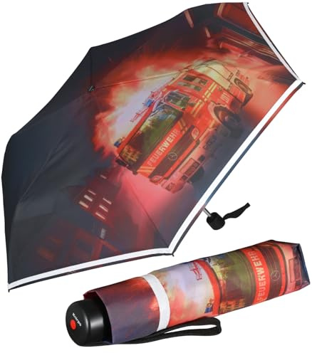 Knirps Kinder-Taschenschirm 4Kids Reflective mit Reflexborte - Feuerwehr