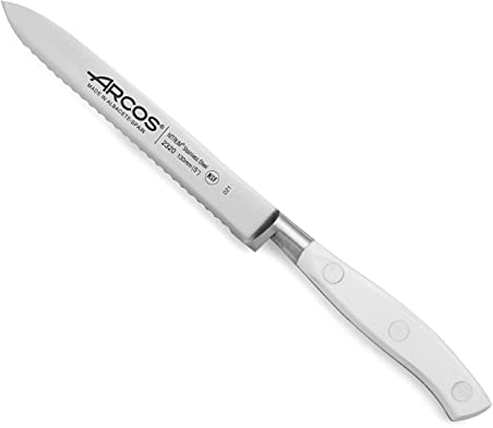 Arcos Serie Riviera Blanc - Tomatenmesser - Klinge aus Nitrum geschmiedetem Edelstahl 130 mm - HandGriff Polyoxymethylen (POM) Farbe Weiße