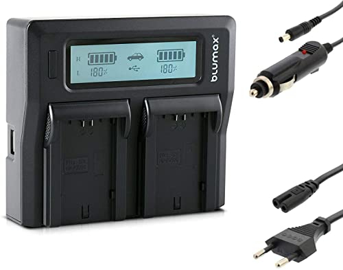 Chargeur Double pour Batteries Type Sony NP-F970/NP-F960 - Compatible avec Sony NP-F970/NP-F960/NP-F990/NP-F550/NP-F750/NP-FM50/NP-FM500H/NP-FM500 - pour Charger 2 Batteries en même Temps