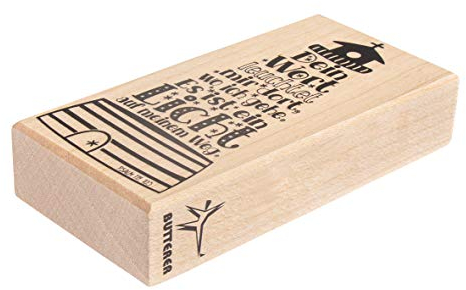 Rayher Hobby 29116000 Holzstempel Leuchtturm, 5 x 10 cm, Textstempel für Einladungen bei Hochzeit, Taufe, Kommunion, Konfirmation, Butterer Schrift-Stempel, Braun