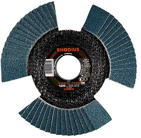Rhodius Inox Vision Pro - Disco abrasivo de láminas para amoladora angular (10 unidades, 125 mm de diámetro, K60)