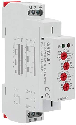 GRT8-S1 Mini temporizador de ciclo asimétrico ON/OFF Repetir ciclo Tiempo Relé CA/CC 12V ~ 240V (50-60Hz)
