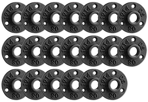1/2 Floor Flange, Home TZH Malleable iron Pipe Fittings for Industrial vintage style, Flanges with Threaded Hole for DIY Project/Furniture/Shelving Decoration (20 Pack)