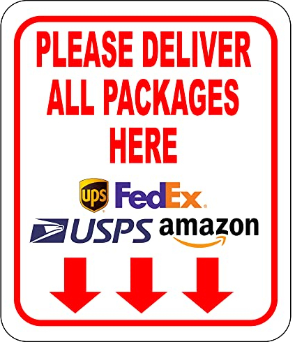Schild aus Aluminium-Verbundwerkstoff mit Aufschrift Please Deliver All Packages Here – Lieferanleitung für meine Pakete von Amazon, FedEx, USPS, UPS, Innen- und Außenbereich, Schilder für Zuhause,