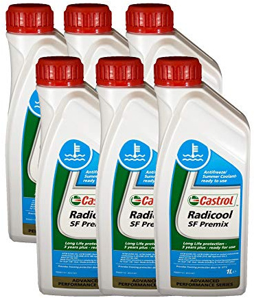 Líquido radiador anticongelante líquido para coche Castrol Radicool SF Premix envase 6 x 1 l.
